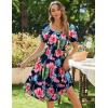 Zeagoo Women’s Summer Dress Casual Puff Sleeve Square Neck Midi Dresses Tiered Beach Vacation A-Line Sundress with Pockets(Pink Green Floral)