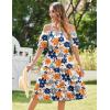 Zeagoo Women’s Summer Dress Casual Puff Sleeve Square Neck Midi Dresses Tiered Beach Vacation A-Line Sundress with Pockets(Yellow Blue Floral)