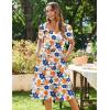 Zeagoo Women’s Summer Dress Casual Puff Sleeve Square Neck Midi Dresses Tiered Beach Vacation A-Line Sundress with Pockets(Yellow Blue Floral)