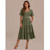 Zeagoo Women’s Summer Dress Midi Floral Flutter Short Sleeve Casual Dresses with Pockets Tiered Flowy Boho Beach Dress(Army Green)