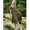 Zeagoo Women’s Summer Dress Midi Floral Flutter Short Sleeve Casual Dresses with Pockets Tiered Flowy Boho Beach Dress(Army Green)