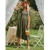 Zeagoo Women’s Summer Dress Midi Floral Flutter Short Sleeve Casual Dresses with Pockets Tiered Flowy Boho Beach Dress(Army Green)