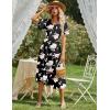 Zeagoo Women’s Summer Dress Midi Floral Flutter Short Sleeve Casual Dresses with Pockets Tiered Flowy Boho Beach Dress(Floral Black)