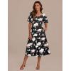Zeagoo Women’s Summer Dress Midi Floral Flutter Short Sleeve Casual Dresses with Pockets Tiered Flowy Boho Beach Dress(Floral Black)