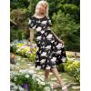 Zeagoo Women’s Summer Dress Midi Floral Flutter Short Sleeve Casual Dresses with Pockets Tiered Flowy Boho Beach Dress(Floral Black)