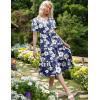 Zeagoo Women’s Summer Dress Midi Floral Flutter Short Sleeve Casual Dresses with Pockets Tiered Flowy Boho Beach Dress(Floral Blue)