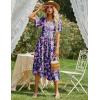 Zeagoo Women’s Summer Dress Midi Floral Flutter Short Sleeve Casual Dresses with Pockets Tiered Flowy Boho Beach Dress(Floral Dark Blue)