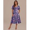 Zeagoo Women’s Summer Dress Midi Floral Flutter Short Sleeve Casual Dresses with Pockets Tiered Flowy Boho Beach Dress(Floral Dark Blue)
