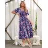 Zeagoo Women’s Summer Dress Midi Floral Flutter Short Sleeve Casual Dresses with Pockets Tiered Flowy Boho Beach Dress(Floral Dark Blue)