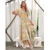 Zeagoo Women’s Summer Dress Midi Floral Flutter Short Sleeve Casual Dresses with Pockets Tiered Flowy Boho Beach Dress(Floral Gray)