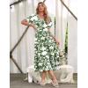 Zeagoo Women’s Summer Dress Midi Floral Flutter Short Sleeve Casual Dresses with Pockets Tiered Flowy Boho Beach Dress(Floral Green)