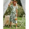 Zeagoo Women’s Summer Dress Midi Floral Flutter Short Sleeve Casual Dresses with Pockets Tiered Flowy Boho Beach Dress(Floral Green)