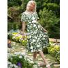 Zeagoo Women’s Summer Dress Midi Floral Flutter Short Sleeve Casual Dresses with Pockets Tiered Flowy Boho Beach Dress(Floral Green)