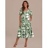Zeagoo Women’s Summer Dress Midi Floral Flutter Short Sleeve Casual Dresses with Pockets Tiered Flowy Boho Beach Dress(Floral Green)