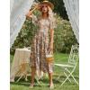 Zeagoo Women’s Summer Dress Midi Floral Flutter Short Sleeve Casual Dresses with Pockets Tiered Flowy Boho Beach Dress(Floral Orange)