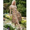 Zeagoo Women’s Summer Dress Midi Floral Flutter Short Sleeve Casual Dresses with Pockets Tiered Flowy Boho Beach Dress(Floral Orange)
