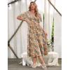 Zeagoo Women’s Summer Dress Midi Floral Flutter Short Sleeve Casual Dresses with Pockets Tiered Flowy Boho Beach Dress(Floral Orange)