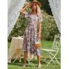 Zeagoo Women’s Summer Dress Midi Floral Flutter Short Sleeve Casual Dresses with Pockets Tiered Flowy Boho Beach Dress(Floral Pink)
