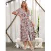 Zeagoo Women’s Summer Dress Midi Floral Flutter Short Sleeve Casual Dresses with Pockets Tiered Flowy Boho Beach Dress(Floral Pink)