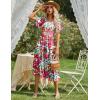 Zeagoo Women’s Summer Dress Midi Floral Flutter Short Sleeve Casual Dresses with Pockets Tiered Flowy Boho Beach Dress(Floral Printed)