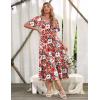 Zeagoo Women’s Summer Dress Midi Floral Flutter Short Sleeve Casual Dresses with Pockets Tiered Flowy Boho Beach Dress(Floral Red)