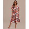 Zeagoo Women’s Summer Dress Midi Floral Flutter Short Sleeve Casual Dresses with Pockets Tiered Flowy Boho Beach Dress(Floral Red)