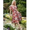 Zeagoo Women’s Summer Dress Midi Floral Flutter Short Sleeve Casual Dresses with Pockets Tiered Flowy Boho Beach Dress(Floral Red)