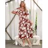 Zeagoo Women’s Summer Dress Midi Floral Flutter Short Sleeve Casual Dresses with Pockets Tiered Flowy Boho Beach Dress(Floral Red White)