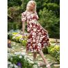 Zeagoo Women’s Summer Dress Midi Floral Flutter Short Sleeve Casual Dresses with Pockets Tiered Flowy Boho Beach Dress(Floral Red White)