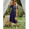 Zeagoo Women’s Summer Dress Midi Floral Flutter Short Sleeve Casual Dresses with Pockets Tiered Flowy Boho Beach Dress(Navy Blue)