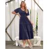 Zeagoo Women’s Summer Dress Midi Floral Flutter Short Sleeve Casual Dresses with Pockets Tiered Flowy Boho Beach Dress(Navy Blue)