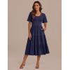 Zeagoo Women’s Summer Dress Midi Floral Flutter Short Sleeve Casual Dresses with Pockets Tiered Flowy Boho Beach Dress(Navy Blue)