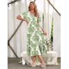 Zeagoo Women’s Summer Dress Midi Floral Flutter Short Sleeve Casual Dresses with Pockets Tiered Flowy Boho Beach Dress(Printed Green)