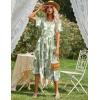 Zeagoo Women’s Summer Dress Midi Floral Flutter Short Sleeve Casual Dresses with Pockets Tiered Flowy Boho Beach Dress(Printed Green)