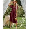 Zeagoo Women’s Summer Dress Midi Floral Flutter Short Sleeve Casual Dresses with Pockets Tiered Flowy Boho Beach Dress(Wine Red)
