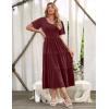 Zeagoo Women’s Summer Dress Midi Floral Flutter Short Sleeve Casual Dresses with Pockets Tiered Flowy Boho Beach Dress(Wine Red)