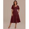 Zeagoo Women’s Summer Dress Midi Floral Flutter Short Sleeve Casual Dresses with Pockets Tiered Flowy Boho Beach Dress(Wine Red)