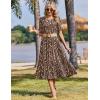 Zeagoo Womens Summer Dresses 2026 Casual Midi Dress Flowy Sundress Ruffle Short Sleeve Tiered Dresses A Line Boho Dress(Brown Floral)