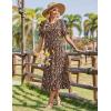 Zeagoo Womens Summer Dresses 2026 Casual Midi Dress Flowy Sundress Ruffle Short Sleeve Tiered Dresses A Line Boho Dress(Brown Floral)