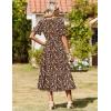 Zeagoo Womens Summer Dresses 2026 Casual Midi Dress Flowy Sundress Ruffle Short Sleeve Tiered Dresses A Line Boho Dress(Brown Floral)