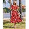Zeagoo Womens Summer Dresses 2026 Casual Midi Dress Flowy Sundress Ruffle Short Sleeve Tiered Dresses A Line Boho Dress(Red Floral)