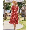 Zeagoo Womens Summer Dresses 2026 Casual Midi Dress Flowy Sundress Ruffle Short Sleeve Tiered Dresses A Line Boho Dress(Red Floral)