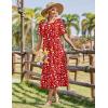 Zeagoo Womens Summer Dresses 2026 Casual Midi Dress Flowy Sundress Ruffle Short Sleeve Tiered Dresses A Line Boho Dress(Red Floral)