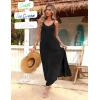 Zeagoo Womens Summer Maxi Dress Spaghetti Strap Casual Printed Dress Boho Floral Beach Sundress,(A-black)