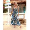 Zeagoo Womens Summer Maxi Dress Spaghetti Strap Casual Printed Dress Boho Floral Beach Sundress,(Leaf-2)