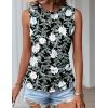 Zeagoo Womens Summer Tops 2025 Crew Neck Sleeveless Shirts Side Ruched Going Out Basic Tank Tops Black White Blue Flower S