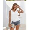 Zeagoo Womens Summer Tops 2025 Ruched Tank Tops V Neck Drawstring Side Slim Fitted Sleeveless Blouses White