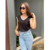 Zeagoo Women’s Summer Tops Cap Sleeve Casual Shirts 2025 V Neck Basic Tshirts Loose Fit Trendy Tee(Black)