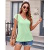 Zeagoo Women’s Summer Tops Cap Sleeve Casual Shirts 2025 V Neck Basic Tshirts Loose Fit Trendy Tee(Green)