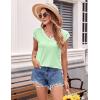Zeagoo Women’s Summer Tops Cap Sleeve Casual Shirts 2025 V Neck Basic Tshirts Loose Fit Trendy Tee(Green)